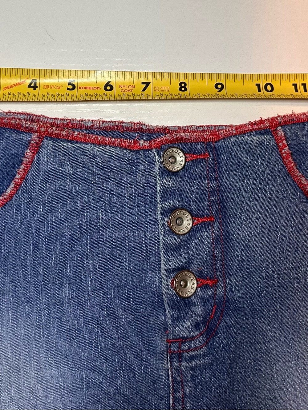 Revolt Jeans Blue Denim Mini Skirt with Red Trim